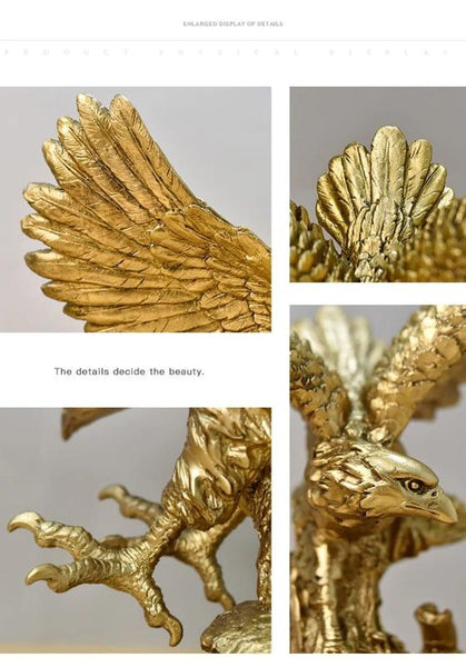 Home Figurine Golden Eagle Statue Large Resin For Living Room Desktop Decoration Sculptures & Figurines