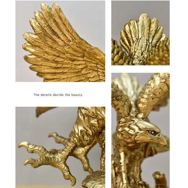 Home Figurine Golden Eagle Statue Small Resin Sculpture For Living Room Decor Sculptures & Figurines