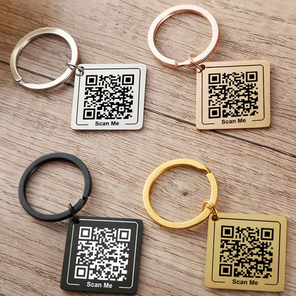 Customized Stainless Steel Qr Code Keychain Personalized Business Card Company Introduction Party Wedding Gift Accessories Keyrings