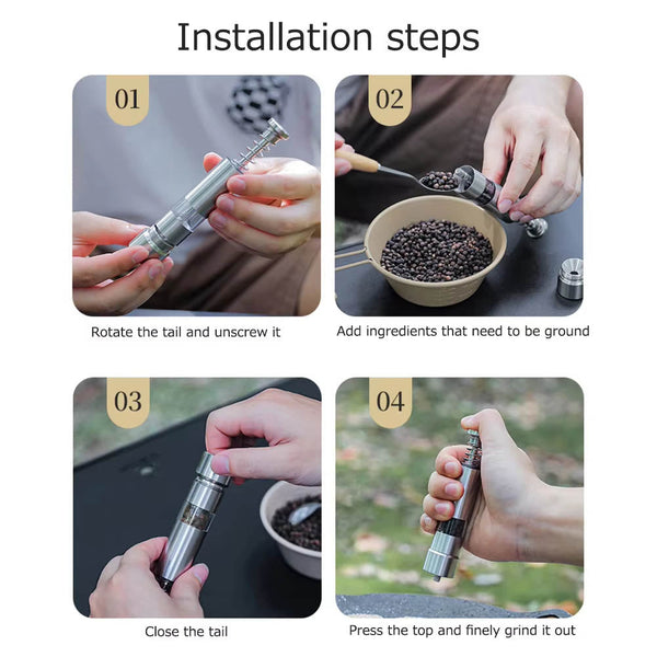 Single Hand Mini Salt Pepper Grinder Manual Thumb Push Spices Transparent Built In Spring For Home Camping Bbq Salt & Pepper