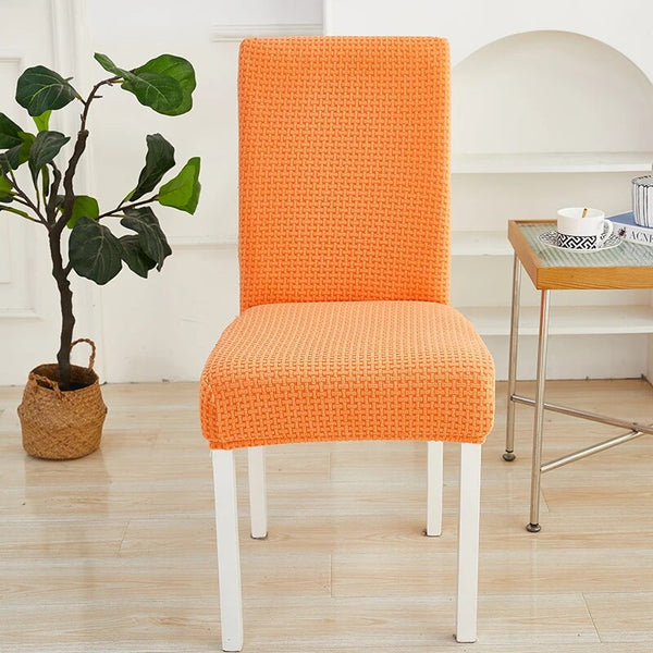 Chair Cover Orange Micro Knitted Design Elastic Material For Dining Room Slipcovers