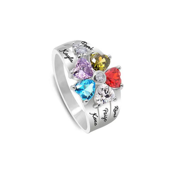 Personalized 1 8 Birthstone Family Mothers Cubic Zirconia Custom Engraved Name Jewelry For Women Grandma Couple Rings