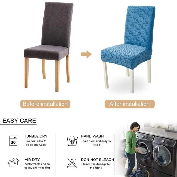 Chair Cover Light Grey Triangular Design Elastic Material For Dining Room Kitchen Chair Covers