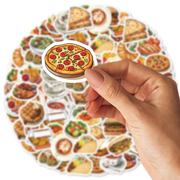 46Pcs Burger Pizza Coffee American Food Theme Stickers Decorated Notebook Water Bottle Diary Classic Toy Scrapbook Diy Decal Scrapbooking Stickers