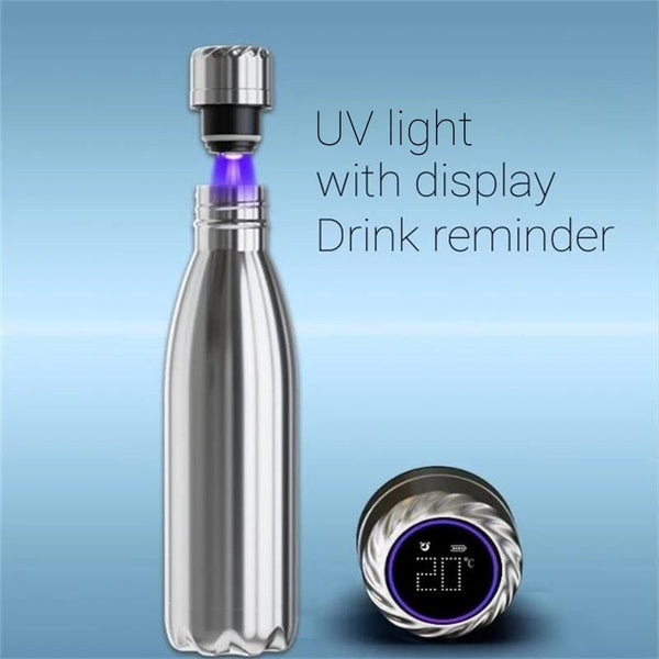 Smart Water Bottle Uv Self Cleaning Digital Thermal Cup Drink Reminder Stainless Steel Thermos With Temperature Display Water Bottles & Vacuum Flasks
