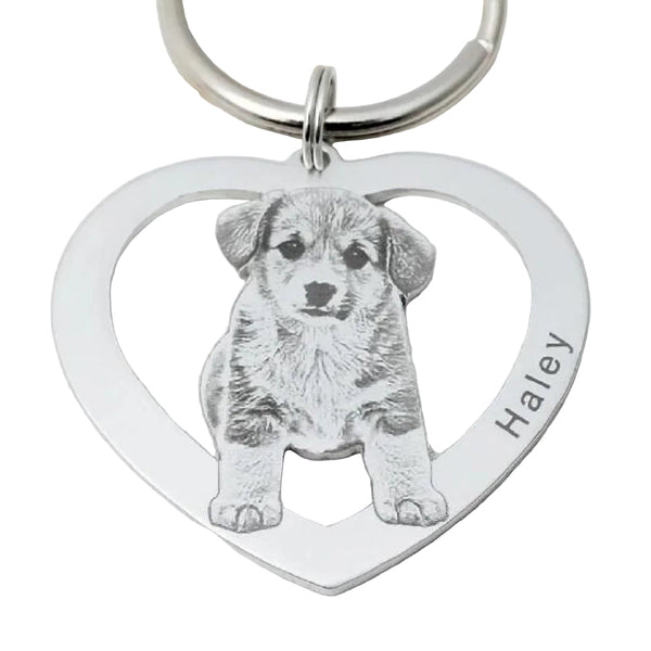 Personalized Photo Keychain Custom Heart Picture Chain Dog Cat Ring Birthday Pet Lover Gift Keepsake Memory Jewelry Pod