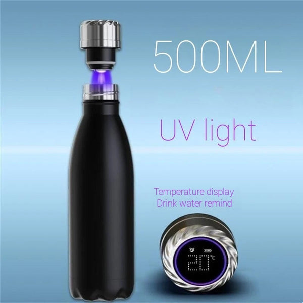 Smart Water Bottle Uv Self Cleaning Digital Thermal Cup Drink Reminder Stainless Steel Thermos With Temperature Display Water Bottles & Vacuum Flasks