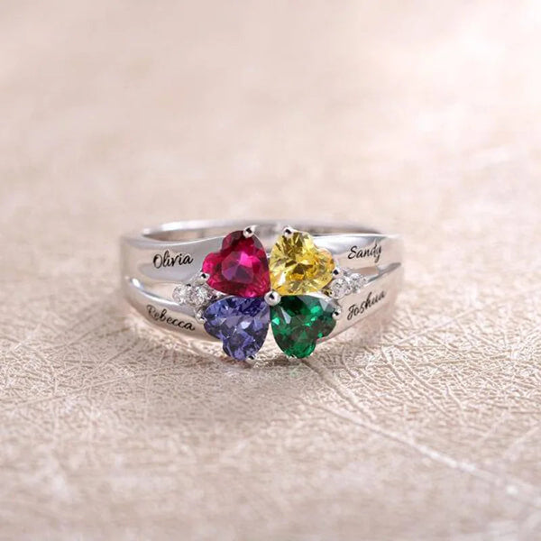 Personalized 1 8 Birthstone Family Mothers Cubic Zirconia Custom Engraved Name Jewelry For Women Grandma Couple Rings