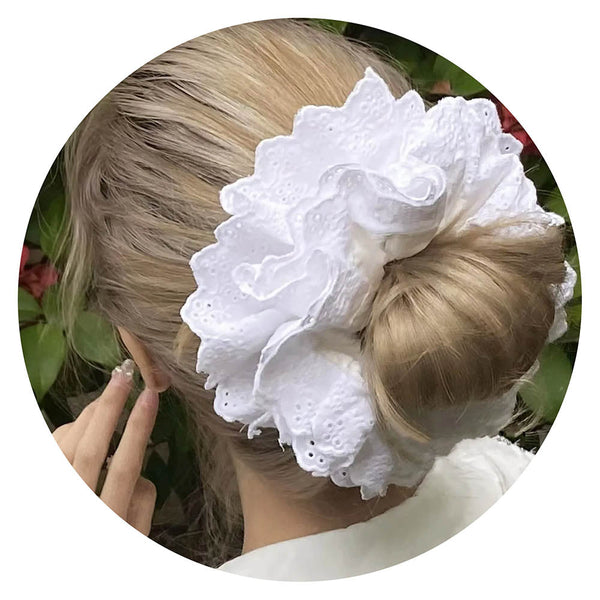 Oversized Lace French Hair Scrunchie Women Elastic Ponytail Holder Headbands Bands Hair Accessories