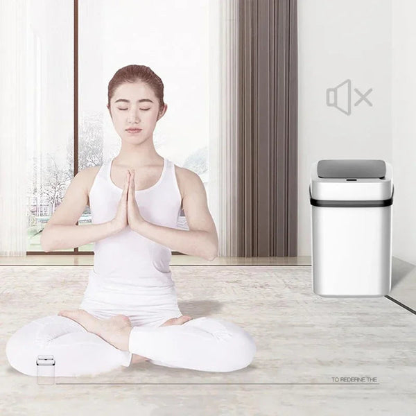Automatic Sensor Trash Can Smart Touchless White Kitchen Bathroom Waterproof 13L Electric Garbage With Lid Rubbish Bins