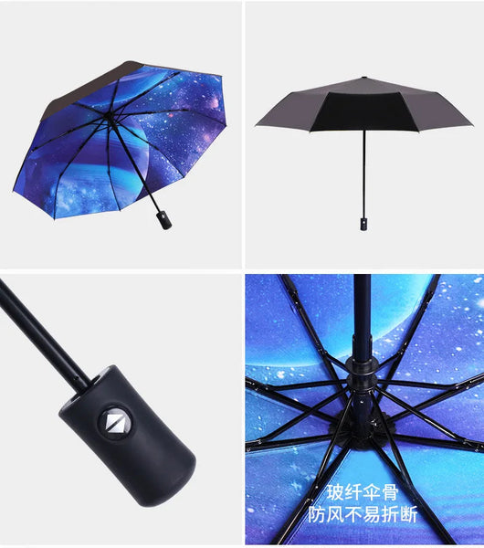 Umbrella Sunshine Automatic Fashion Color Print With Planet Pattern Inside Gift For Friends Umbrellas
