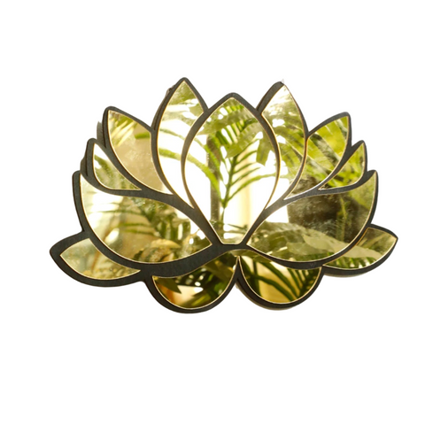 1Pc Acrylic Lotus Flower Wall Mirror Decorative Modern Hanging Wooden Home For Living Room Bedroom And Office Mirrors