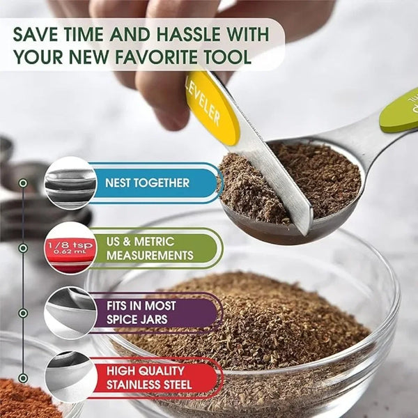 17Pcs Stainless Steel Measuring Cup Magnetic Spoon Set Multifunction For Seasoning Flour Baking Cake Ideal Gift Kitchen Tools Measuring Cups Jugs & Sp