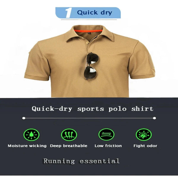 Mens Quick Dry Embroidered Polo Shirts Custom Plus Size Tactical T Shirts