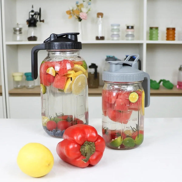 New Reusable Mason Jar Lids For Wide Mouth Plastic Seal Bottle Cover Leak Proof 86Mm Spout With Handle Home Kitchen Tool Canisters & Jars