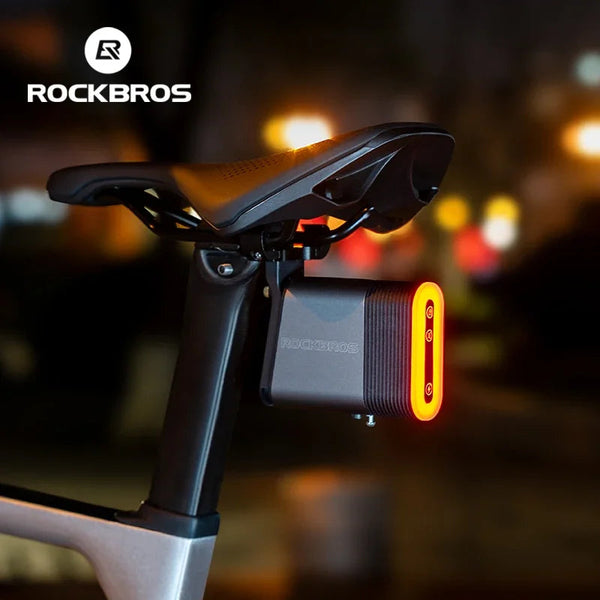 Rockbros Bicycle Rear Light Bluetooth Smart Lock Dual Function Ipx6 Waterproof 5 Lighting Modes Type C Mtb Bike Tail Lights & Reflectors