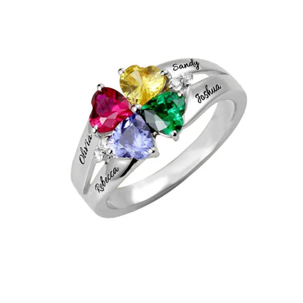 Personalized 1 8 Birthstone Family Mothers Cubic Zirconia Custom Engraved Name Jewelry For Women Grandma Couple Rings