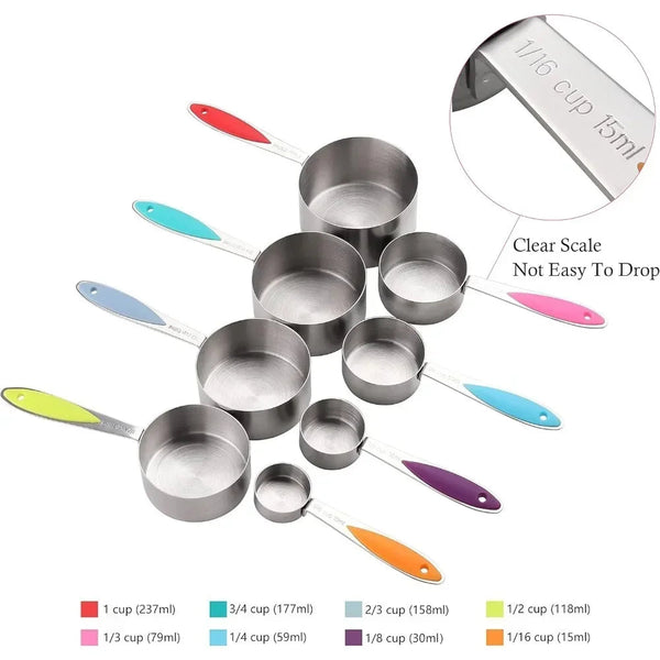 17Pcs Stainless Steel Measuring Cup Magnetic Spoon Set Multifunction For Seasoning Flour Baking Cake Ideal Gift Kitchen Tools Measuring Cups Jugs & Sp