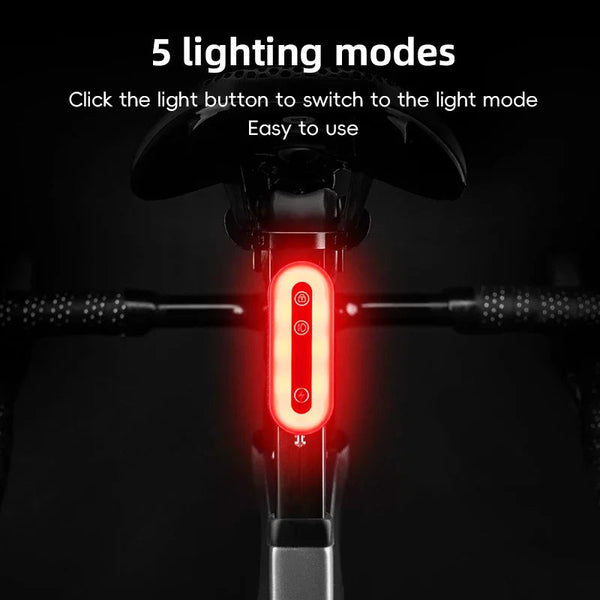 Rockbros Bicycle Rear Light Bluetooth Smart Lock Dual Function Ipx6 Waterproof 5 Lighting Modes Type C Mtb Bike Tail Lights & Reflectors