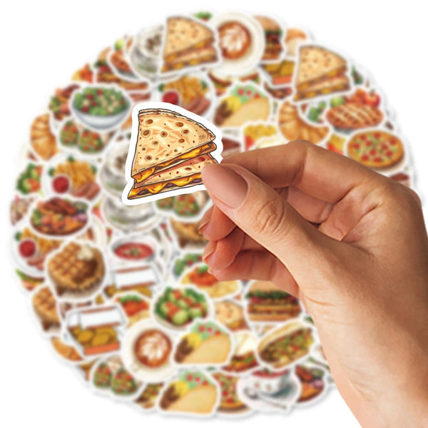 46Pcs Burger Pizza Coffee American Food Theme Stickers Decorated Notebook Water Bottle Diary Classic Toy Scrapbook Diy Decal Scrapbooking Stickers