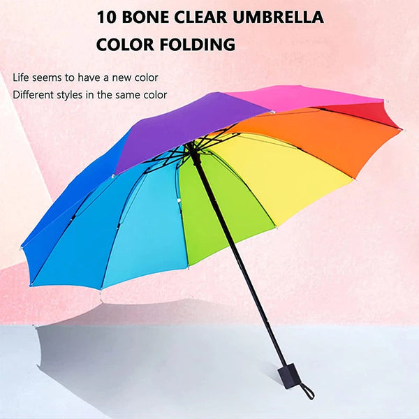 Windproof Foldable Umbrella Women Men Manual Popular Rainbow Three Folding Adults Children Strong Resistant Umbrellas
