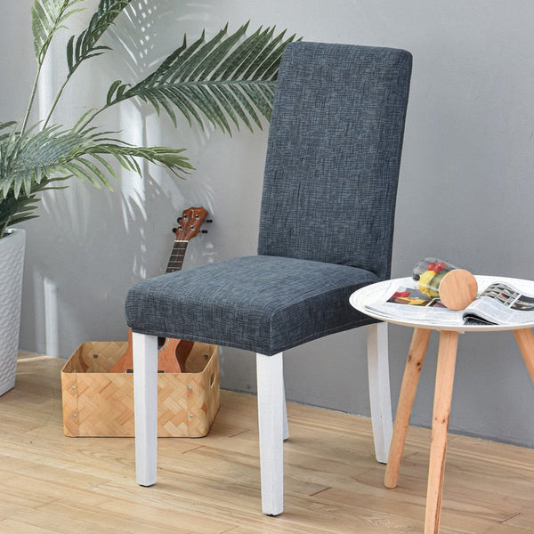 Chair Cover Dark Grey Linear Pattern Design Anti Dirt Elastic For Dining Room Slipcovers