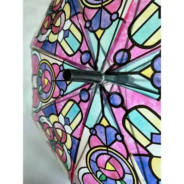 British Wind Rainforest Arch Transparent Umbrella Stained Glass Long Handle Automatic Large Romantic Sunny Umbrellas