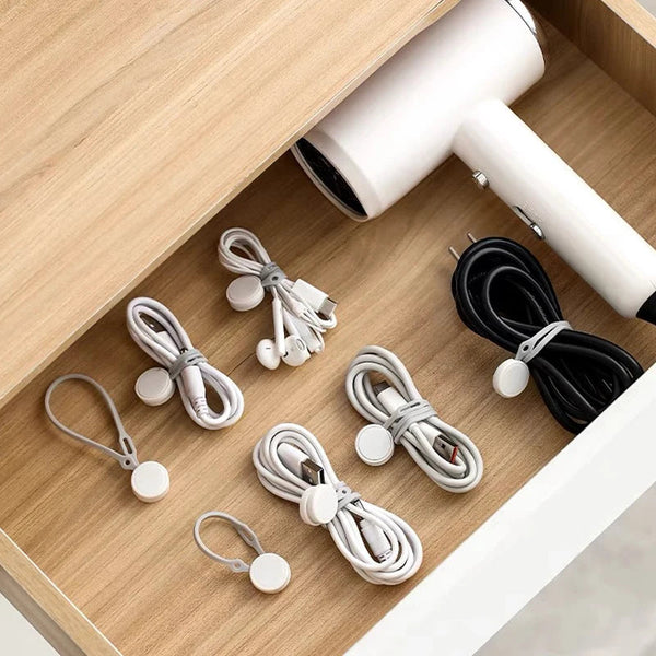 10Pcs Magnetic Cable Ties Silicone Management Twist Reusable Cord Clips For Bundling Organizing Cable Cleats Clamps & Ties