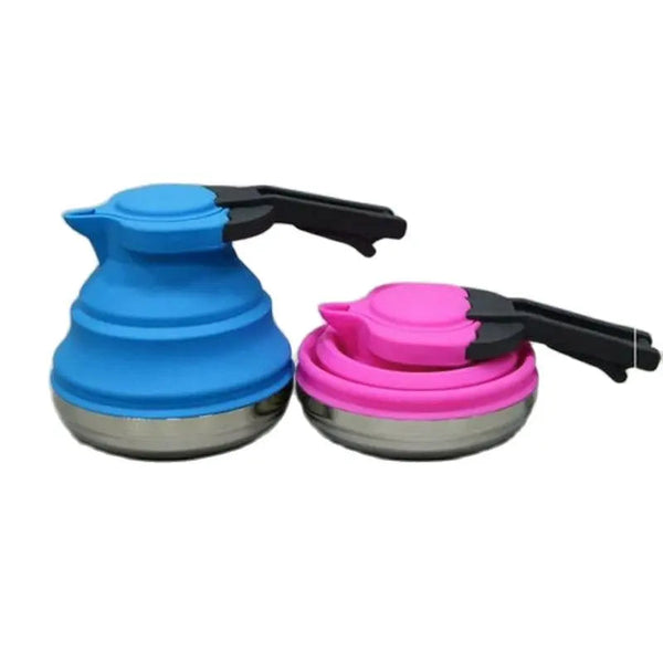 Outdoor Silicone Kettle Foldable Collapsible 1.2L Steel Bottom Camping Kettles