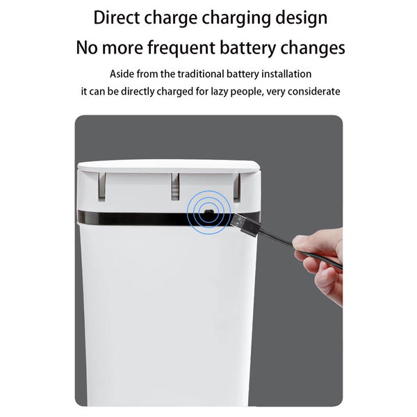 Bathroom Touchless Trash Can 12L Automatic Motion Sensor Lid Odor Proof Bin Rubbish Bins