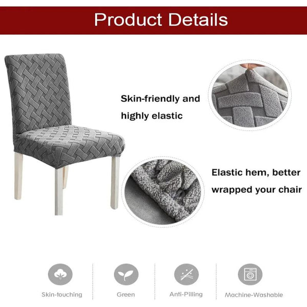 Dark Grey Knitted Chair Cover With Elastic Material For Dining Room Events Chair Covers