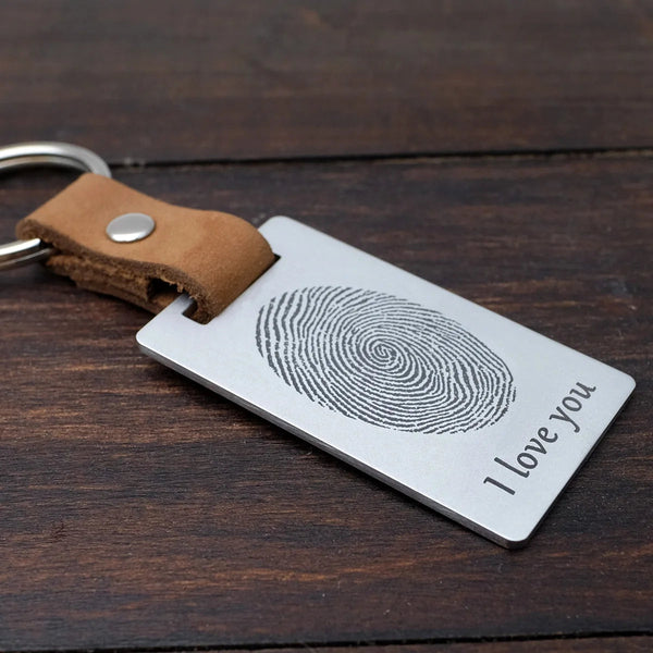 Personalized Fingerprint Keychain Your Actual Chain Custom Print Keyring Customized Memorial Gift Keyrings