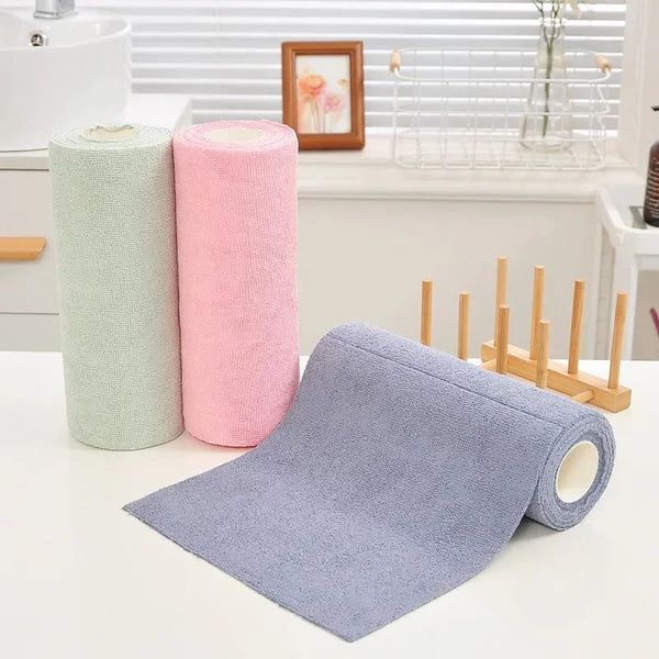 Reusable Cleaning Wipe Household Kitchen Cloth Microfiber Towel Rolls Dish Rags Wash Paper Replacement 1 Of 20 Sheets Cleaning Towels & Cloths