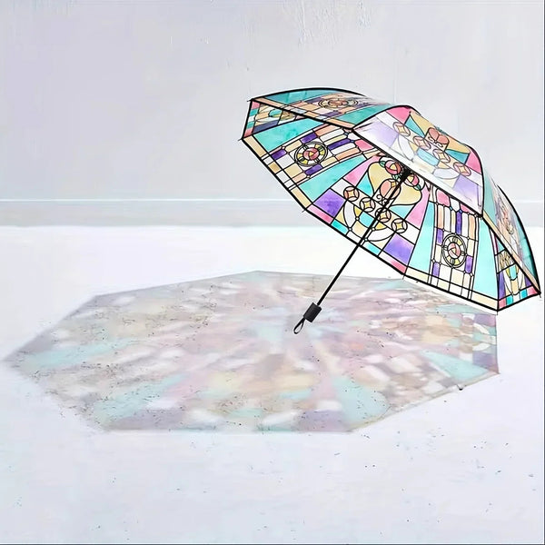 British Wind Rainforest Arch Transparent Umbrella Stained Glass Long Handle Automatic Large Romantic Sunny Umbrellas