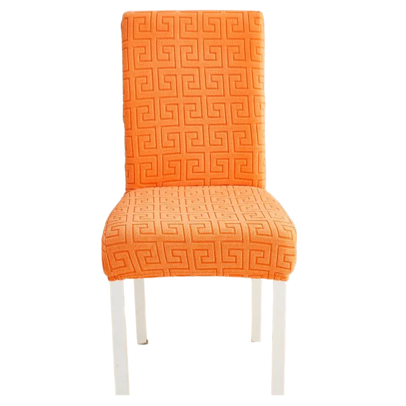 Chair Cover Orange Square Geometric Style Elastic Material For Dining Room Slipcovers