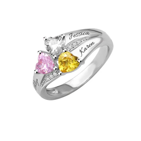 Personalized 1 8 Birthstone Family Mothers Cubic Zirconia Custom Engraved Name Jewelry For Women Grandma Couple Rings