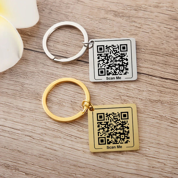 Customized Stainless Steel Qr Code Keychain Personalized Business Card Company Introduction Party Wedding Gift Accessories Keyrings