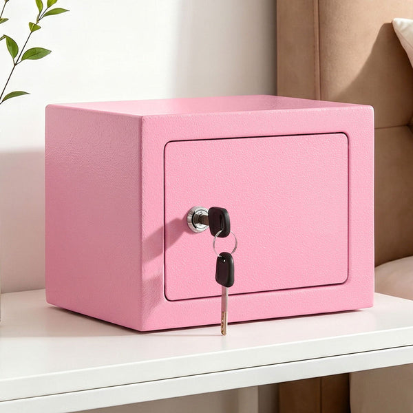 Ul Tech 6.5L Pink Key Lock Mini Safe Box For Cash & Valuables Key Safes Boxes & Hideaways