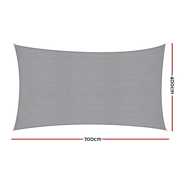 Instahut Rectangle Shade Sail Canopy 4X7m Grey 280Gsm Uv Block Shade Sails