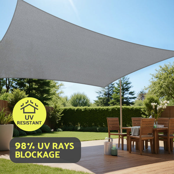 Instahut Rectangle Shade Sail Canopy 4X7m Grey 280Gsm Uv Block Shade Sails