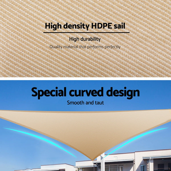 Instahut Shade Sail Cloth Shadecloth Triangle Sun Canopy 3.6X3.6X3.6M Shade Sails