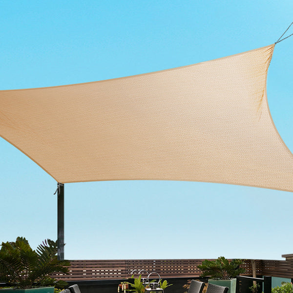 Instahut Shade Sail 3X6m Rectangle 185Gsm 95% Sand Cloth Shade Sails