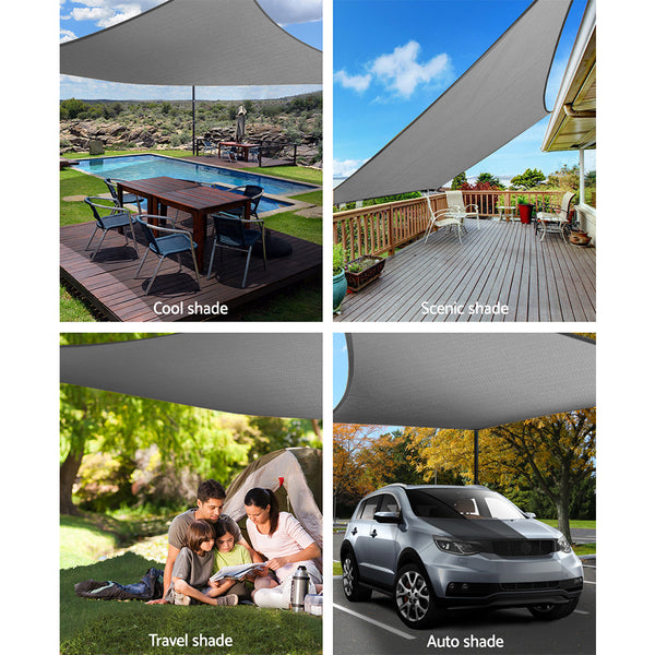 Instahut Shade Sail 4X5m Rectangle 280Gsm 98% Grey Shade Cloth Shade Sails