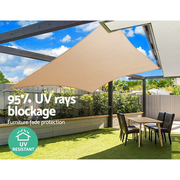 Instahut Shade Sail 6X6m Rectangle 185Gsm 95% Sand Cloth Shade Sails