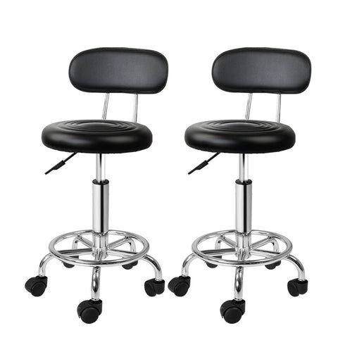 Artiss 2X Salon Stool Swivel Chair Backrest Black Salon Chairs