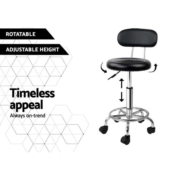 Artiss 2X Salon Stool Swivel Chair Backrest Black Salon Chairs