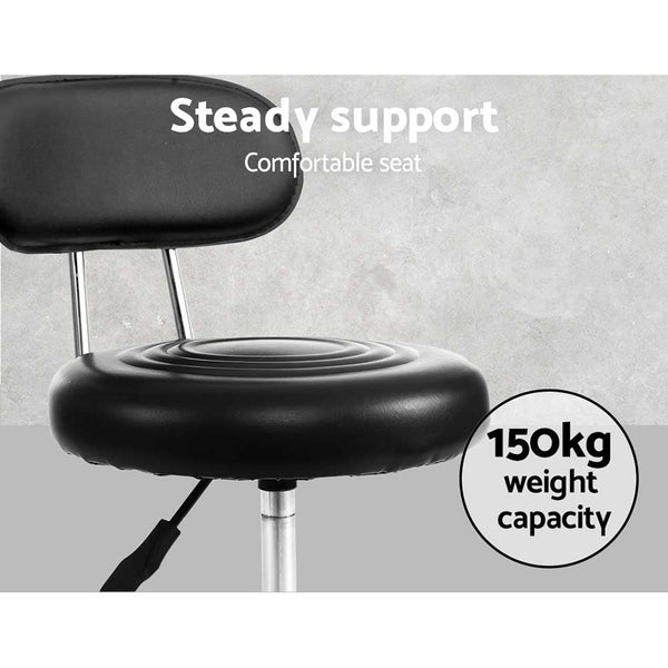 Artiss 2X Salon Stool Swivel Chair Backrest Black Salon Chairs