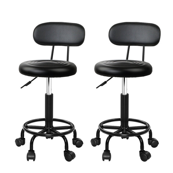 Artiss 2X Salon Stool Swivel Chair Backrest Salon Chairs