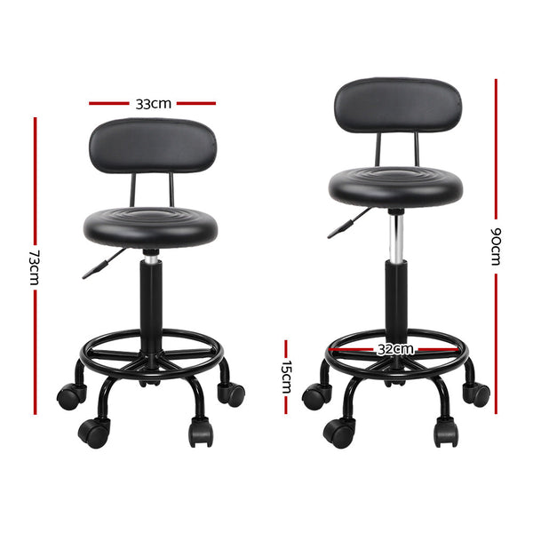 Artiss 2X Salon Stool Swivel Chair Backrest Salon Chairs