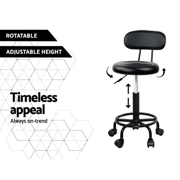 Artiss 2X Salon Stool Swivel Chair Backrest Salon Chairs